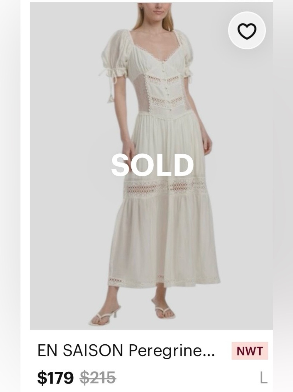 En Saison ☀️Peregrine White Lace-Trim Puff Sleeve Maxi Dress - Picture 4 of 11